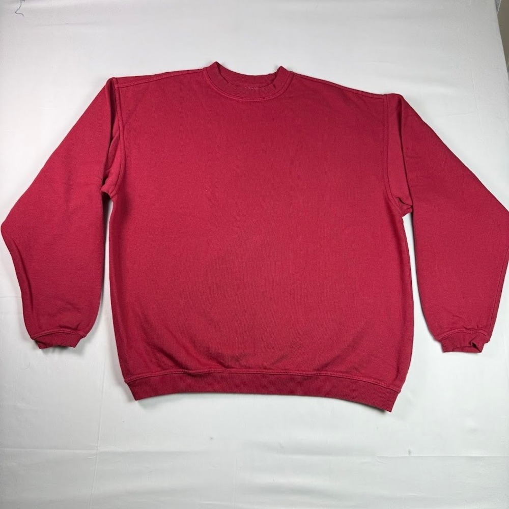 Vintage 90s Authentic Pigment Red Crewneck Sweatshirt Ringspun Cotton Medium